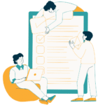 three young adults planning activities together