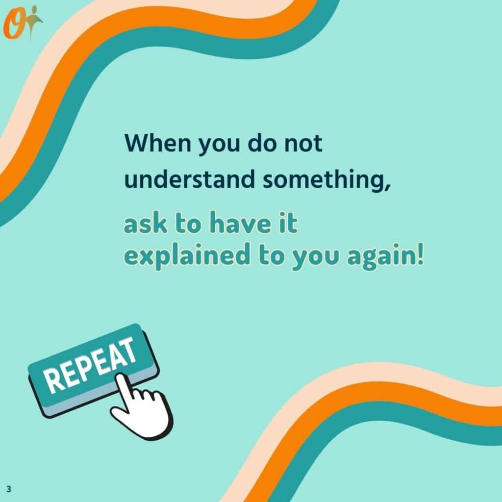 Carousel image with tips on how to ask questions