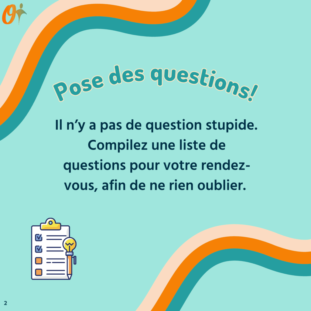 Image carrousel avec des conseils sur la façon de poser des questions